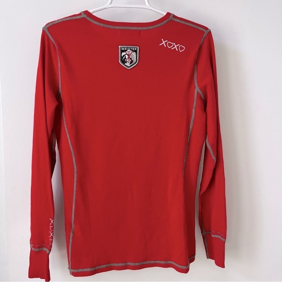 Meister Cabincore Contrast Stitch Embroidered Wool Blend Kiss Me Ski Sweater - Picture 3 of 13